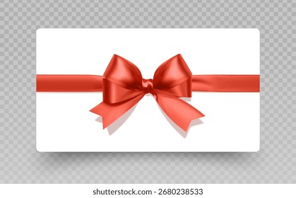 Gift Card with Red Ribbon and Bow
