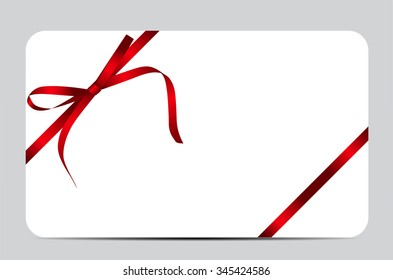 Gift Card with Red Ribbon and Bow. Vector illustration EPS10