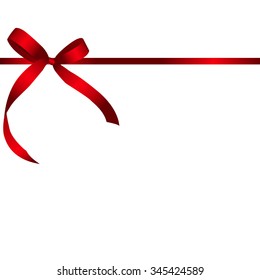 Gift Card with Red Ribbon and Bow. Vector illustration EPS10