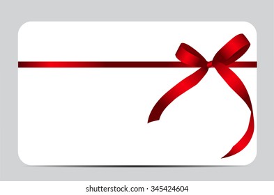 Gift Card with Red Ribbon and Bow. Vector illustration EPS10