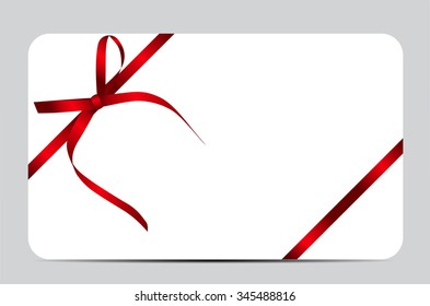 Gift Card with Red Ribbon and Bow. Vector illustration EPS10
