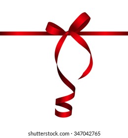 Gift Card with Red Ribbon and Bow. Vector illustration EPS10
