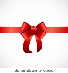 Gift Card with Red Ribbon and Bow. Vector illustration EPS10