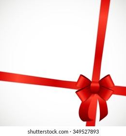 Gift Card with Red Ribbon and Bow. Vector illustration EPS10