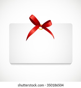Gift Card with Red Ribbon and Bow. Vector illustration EPS10