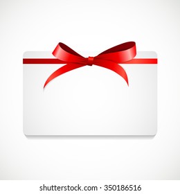 Gift Card with Red Ribbon and Bow. Vector illustration EPS10