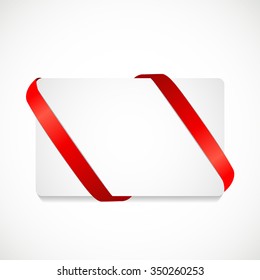 Gift Card with Red Ribbon and Bow. Vector illustration EPS10