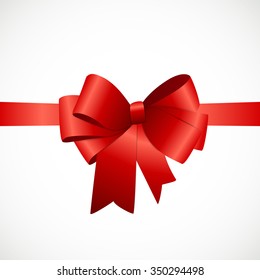 Gift Card with Red Ribbon and Bow. Vector illustration EPS10