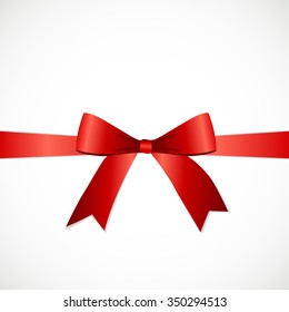 Gift Card with Red Ribbon and Bow. Vector illustration EPS10