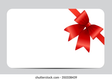 Gift Card with Red Ribbon and Bow. Vector illustration EPS10