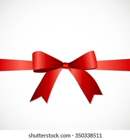 Gift Card with Red Ribbon and Bow. Vector illustration EPS10