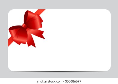 Gift Card with Red Ribbon and Bow. Vector illustration EPS10