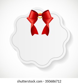 Gift Card with Red Ribbon and Bow. Vector illustration EPS10