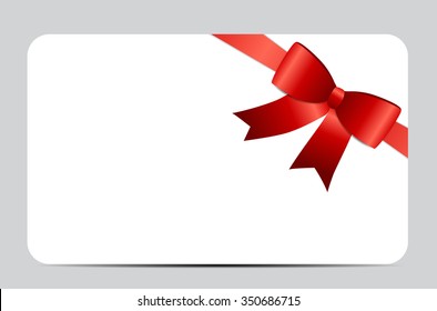 Gift Card with Red Ribbon and Bow. Vector illustration EPS10