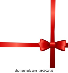 Gift Card with Red Ribbon and Bow. Vector illustration EPS10