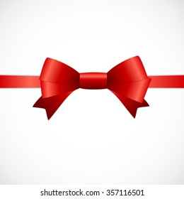 Gift Card with Red Ribbon and Bow. Vector illustration EPS10