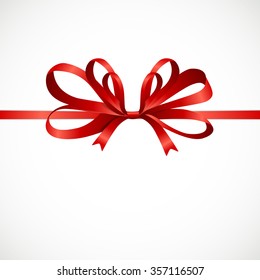 Gift Card with Red Ribbon and Bow. Vector illustration EPS10