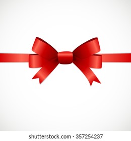 Gift Card with Red Ribbon and Bow. Vector illustration EPS10