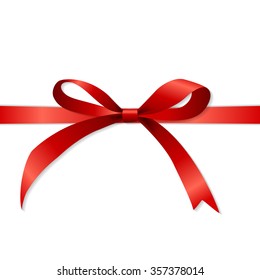 Gift Card with Red Ribbon and Bow. Vector illustration EPS10