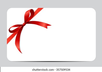 Gift Card With Red Ribbon And Bow. Vector Illustration EPS10