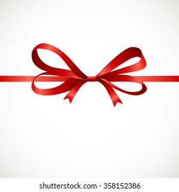 Gift Card with Red Ribbon and Bow. Vector illustration EPS10
