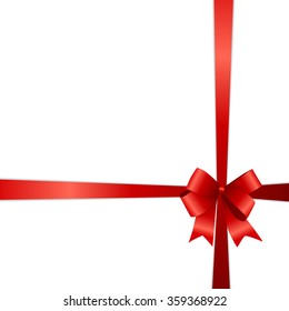 Gift Card with Red Ribbon and Bow. Vector illustration EPS10