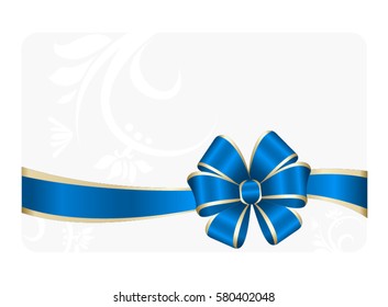 Gift Card With Red Ribbon And A Bow on white background.  Gift Voucher Template.  Vector image.