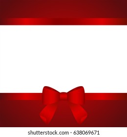 Gift Card With Red Ribbon And A Bow.  Gift Voucher Template.  Vector image.