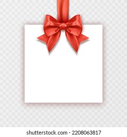 Gift card with red ribbon. Vector background