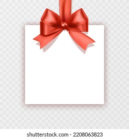 Gift card with red ribbon. Vector background