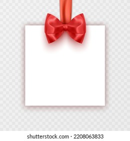 Tarjeta de regalo con cinta roja. Fondo del vector