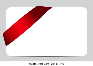 Gift Card with Red Ribbon. Vector illustration EPS10
