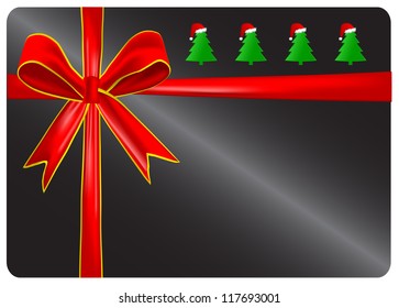 Gift card with red ribbons. Vector eps10.