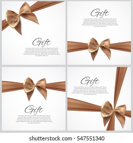 Gift Card with Ribbon and Bow Set. Vector illustration EPS10