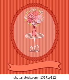 Gift card with roses flowers. Vector eps10 wedding, birthday or valentine post card illustration with copy space for text. Raster file copy included in portfolio