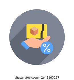 cor arredondada do cartão de presente, ícone da ilustração mini. use para conceito moderno, impressão, UI, kit UX, web e desenvolvimento de aplicativo. Vetor relacionado à oferta de produtos, marketing, negócios.