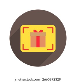 Tarjeta de regalo redondeada de color plano, mini icono de ilustración. uso para el concepto moderno, impresión, interfaz de usuario, kit de UX, Web y desarrollo de App. Vector relacionado con el comercio, el comercio minorista, el marketing y las compras.