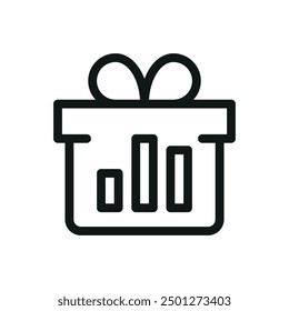 Icono aislado de la estadística de las ventas de la Tarjeta de regalo, símbolo del Vector de las estadísticas de la industria del regalo con el golpe editable