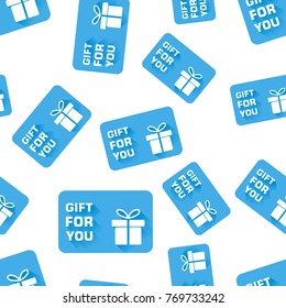 Gift card seamless pattern background. Business flat vector illustration. Discount coupon sign symbol pattern.