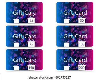 Gift card set. Chaotic particles pattern. Vector illustration