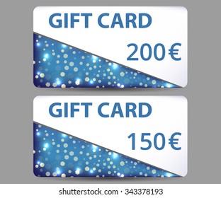 Gift card. Set of shiny gift cards.