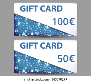 Gift card. Set of shiny gift cards.