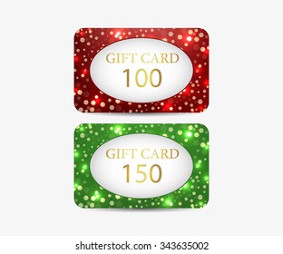 Gift card. Set of shiny gift cards.
