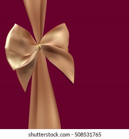 Gift Card with Silk Ribbon and Bow. Vector illustration EPS10