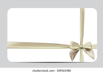 Gift Card with Silk Ribbon and Bow. Vector illustration EPS10