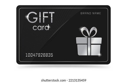 Gift card with silver decoration. An incentive gift. Loyalty or discount card. Vector for websites, applications, business and thematic design
