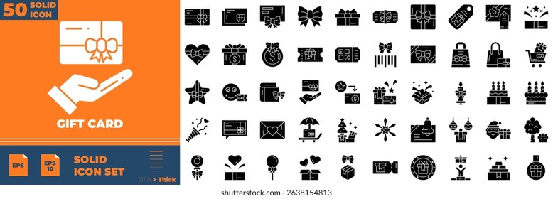 Gift Card Solid Editable Icons set. Vector illustration in modern thin solid style of gift card icons: credit card, diamond, premium, online, etc