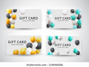 Gift Card Template with Balloons Vector Illustration EPS10