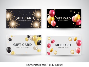 Gift Card Template with Balloons Vector Illustration EPS10