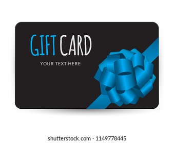 Gift Card Template with Bow and Ribbon Vector Illustration EPS10